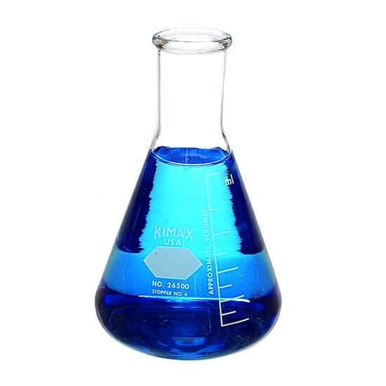 Borosilicate Glass Kimble Chase KIMAX 296510-0250 Narrow Mouth Erlenmeyer Flask with 19/22 Standard Taper Joint 250 ml Capacity 9296510004 Borosilicate Glass Kimble Chase KIMAX 296510-0250 Narrow Mouth Erlenmeyer Flask with 19/22 Standard Taper Joint 250 ml Capacity 9296510004